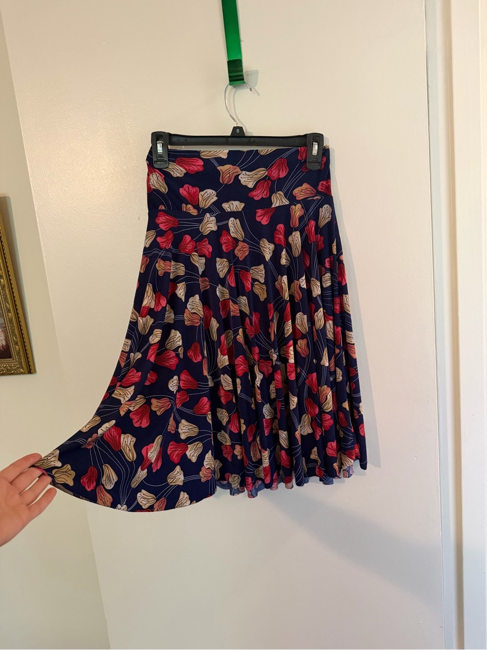 Navy Floral Pleated Midi Skirt - Red & Cream Floral